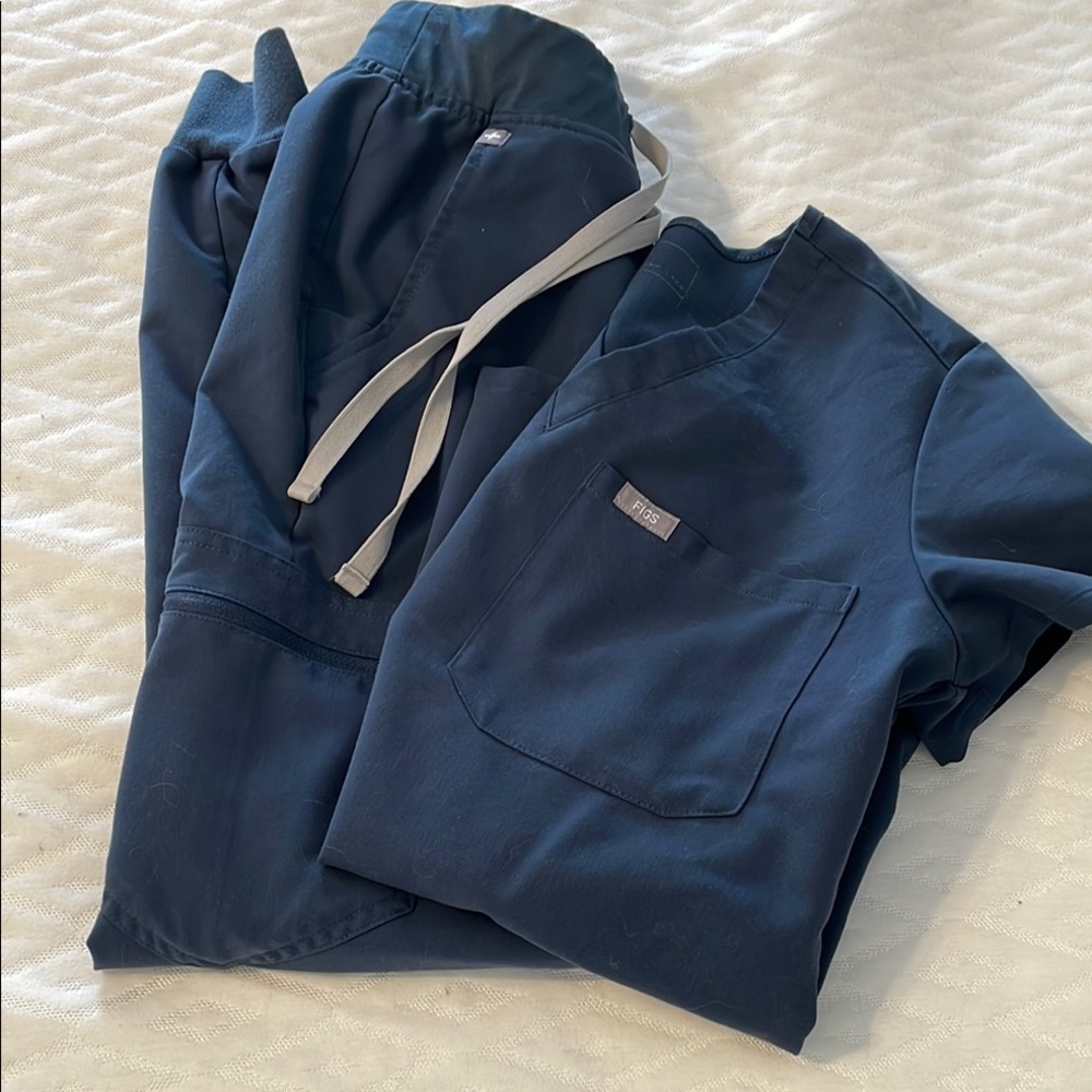 Charcoal Blue Scrub Set